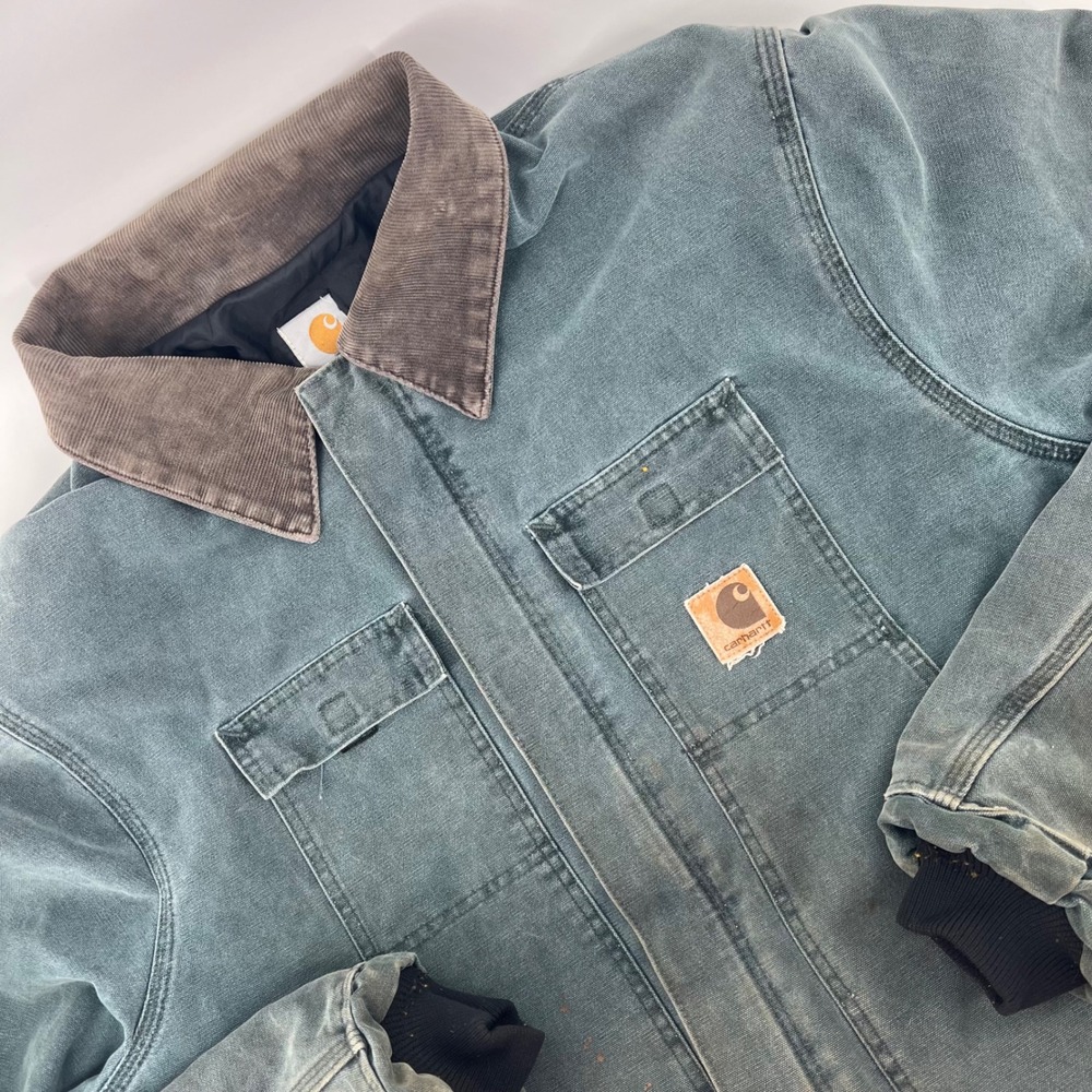 Carhartt Arctic Traditional Coat Mens 2XL Teal Duck Canvas‎ Quilted Work Jacket